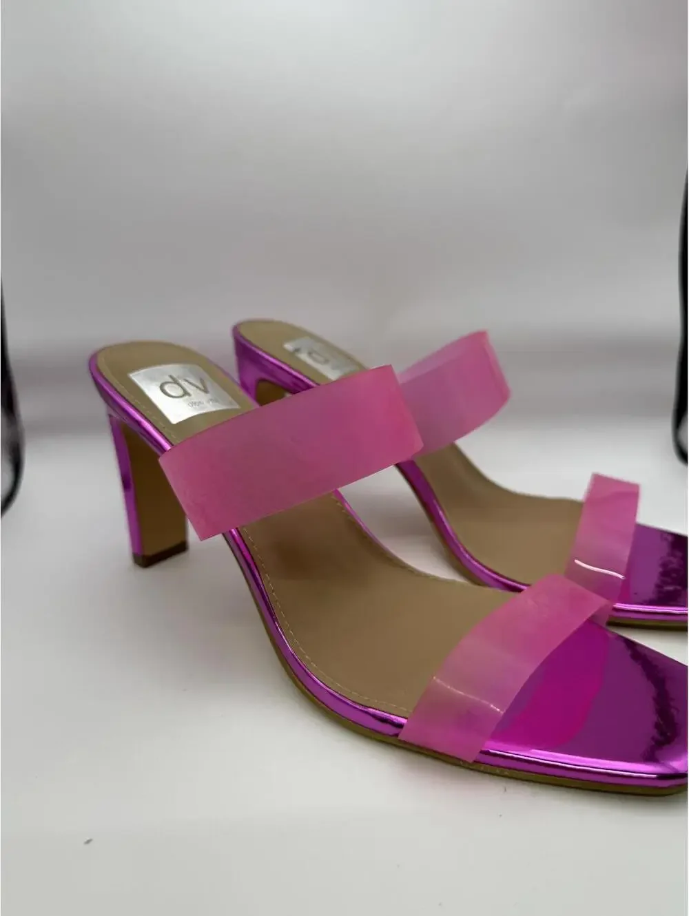 dv by Dolce Vita Pink Transparent Strap High Heel Sandals Size 8.5